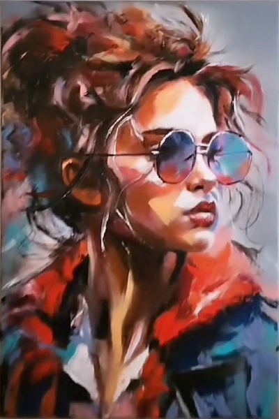 ArteDiAlina.com painting: Blue sunglasses